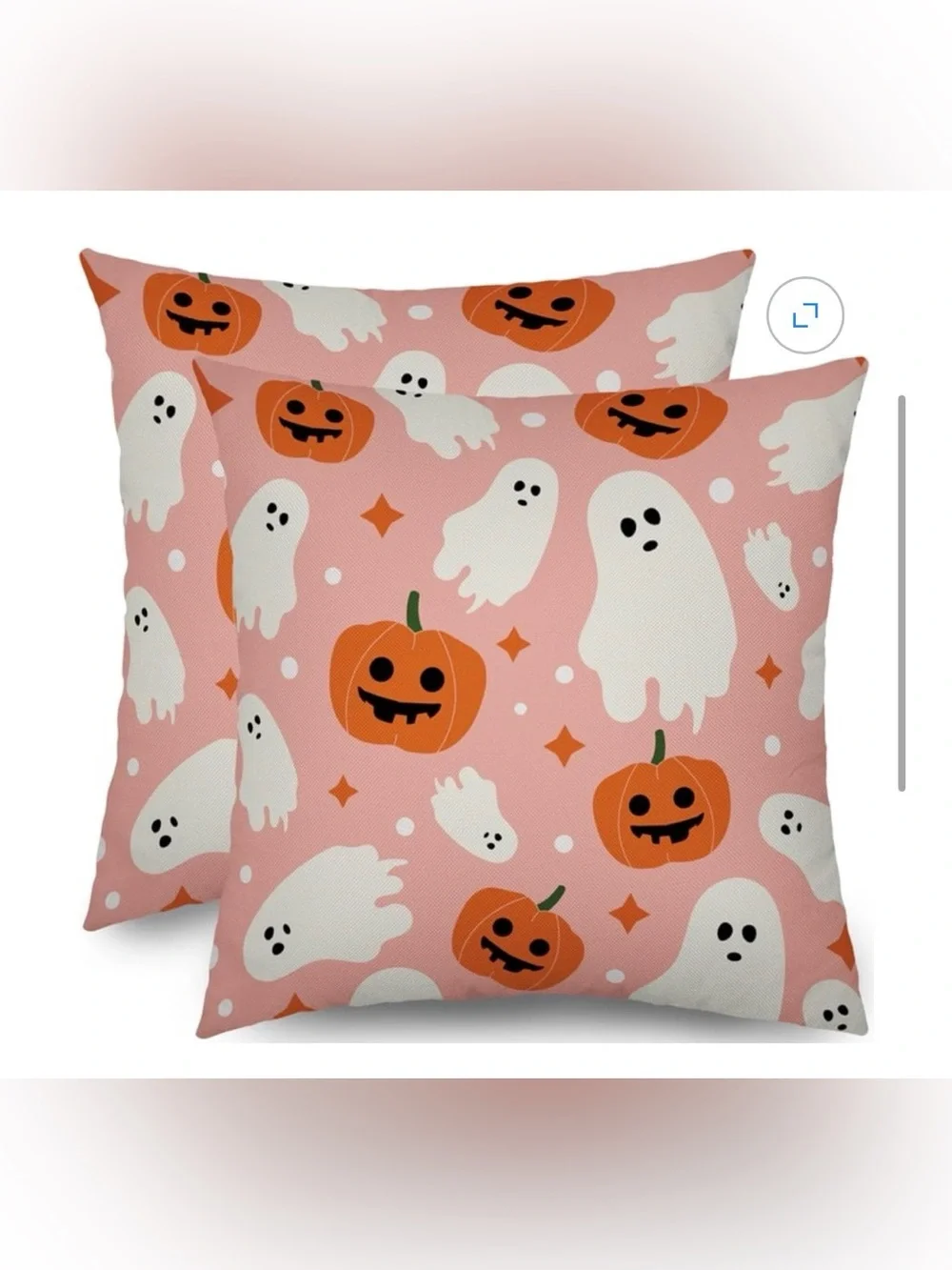 Pink Halloween Pillow Covers 18x18 Set of 2 Cute Ghost Pumpkin scary theme home
